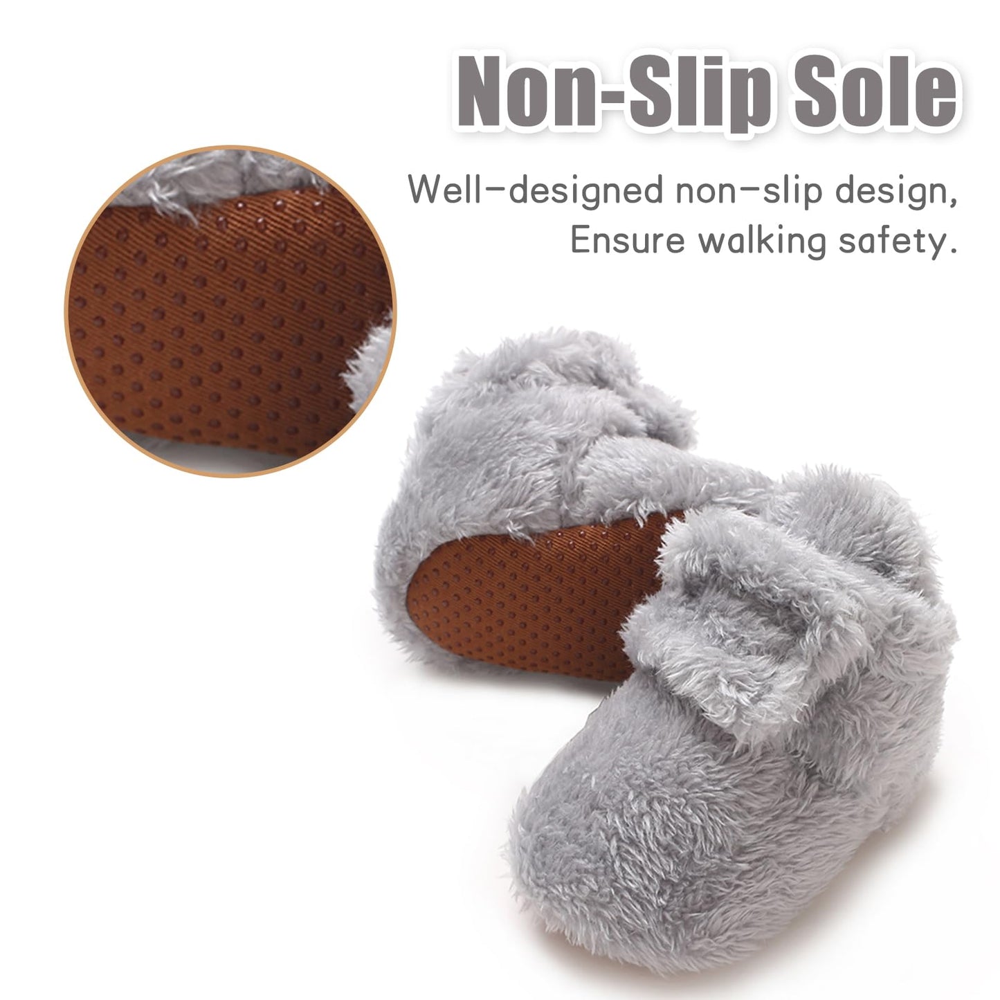 TMEOG Baby Winter Shoes Thermal Baby Shoes Crawling Shoes Fleece Baby Boots Non-Slip Warm Booties Baby Boots Lined Newborn Walk Shoes for Girls Boys 0-18 Months