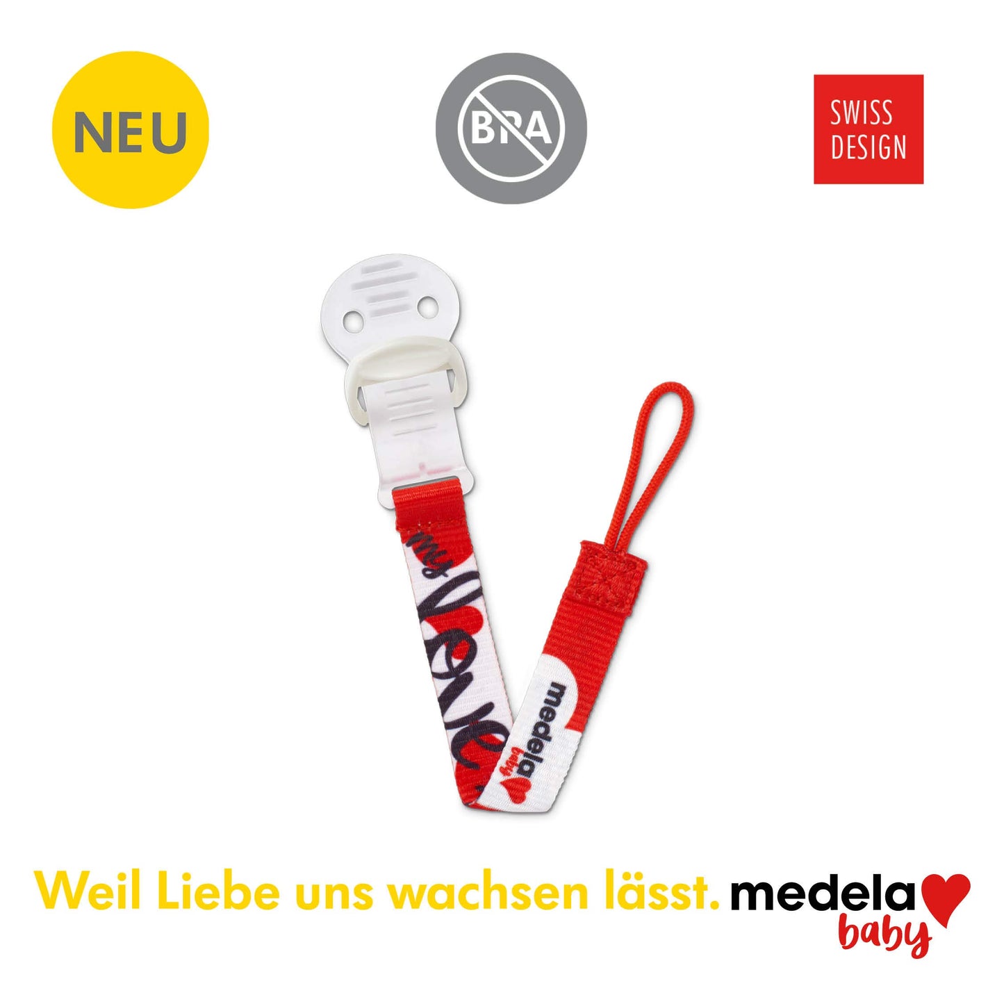 Medela Baby Schnullerkette mit Clip – Passend für fast alle Schnuller – 1 Stück