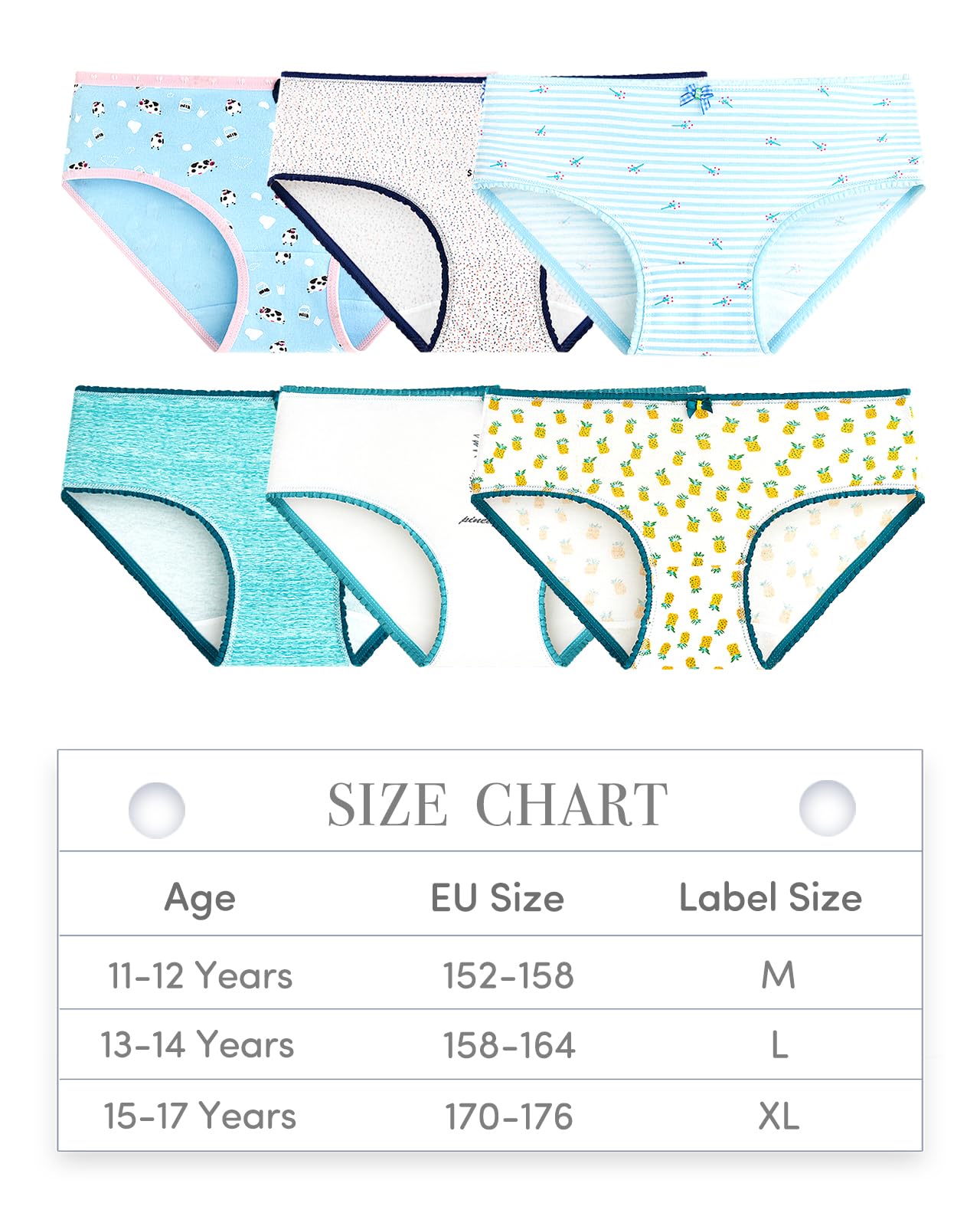 Adorel Girls' Briefs Cotton Teenage Underwear 12-Pack