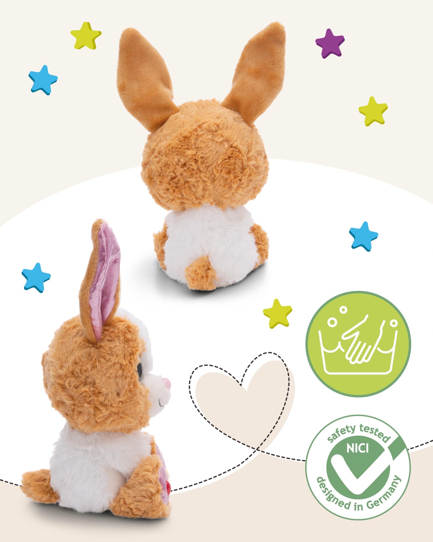 NICI GLUBSCHIS Kuscheltier Hase Spottitu 15cm bunt - Stofftier aus weichem Plüsch, niedliches Plüschtier zum Kuscheln und Spielen, für Kinder & Erwachsene, tolle Geschenkidee - 61453