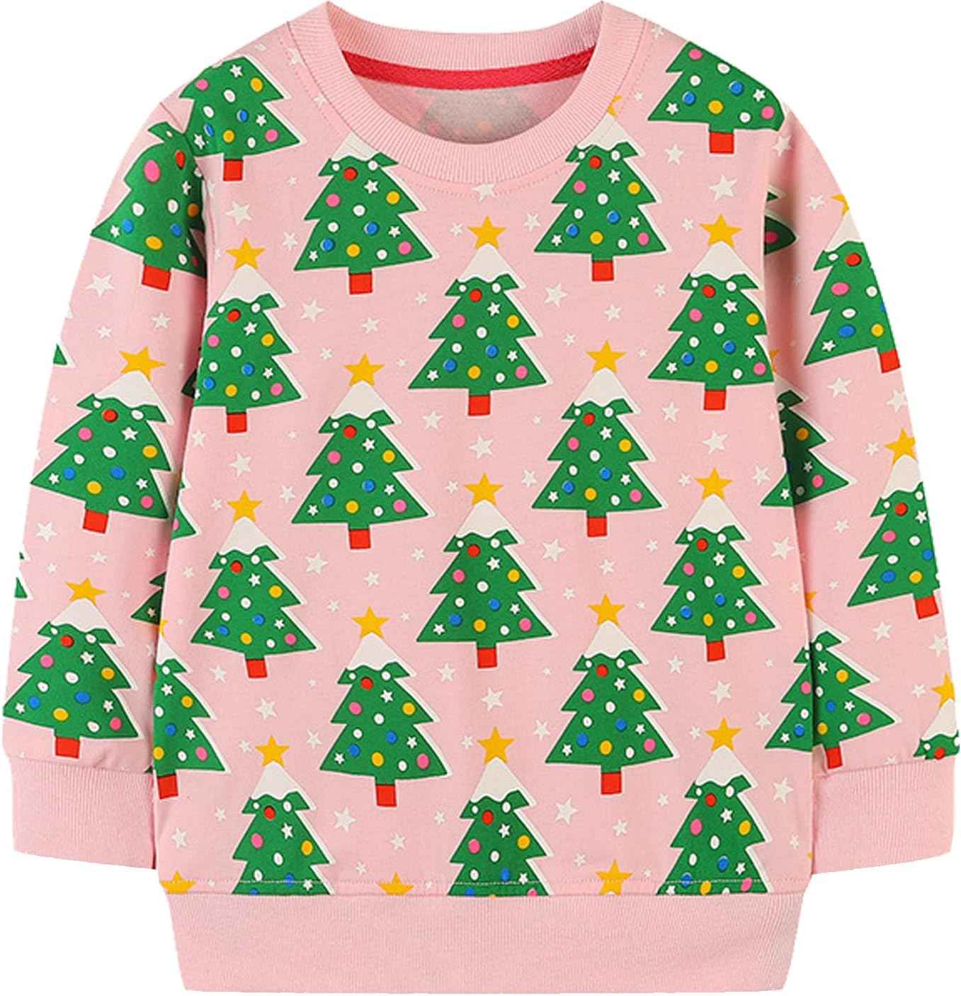 EULLA Kinder Mädchen Jungen Weihnacht Pullover Sweatshirt Weihnachtsoutfit Weihnachtspuli Christmas Xmas Rentier Weihnachtsmann Weihnachtskleidung 92 98 104 110 116 122
