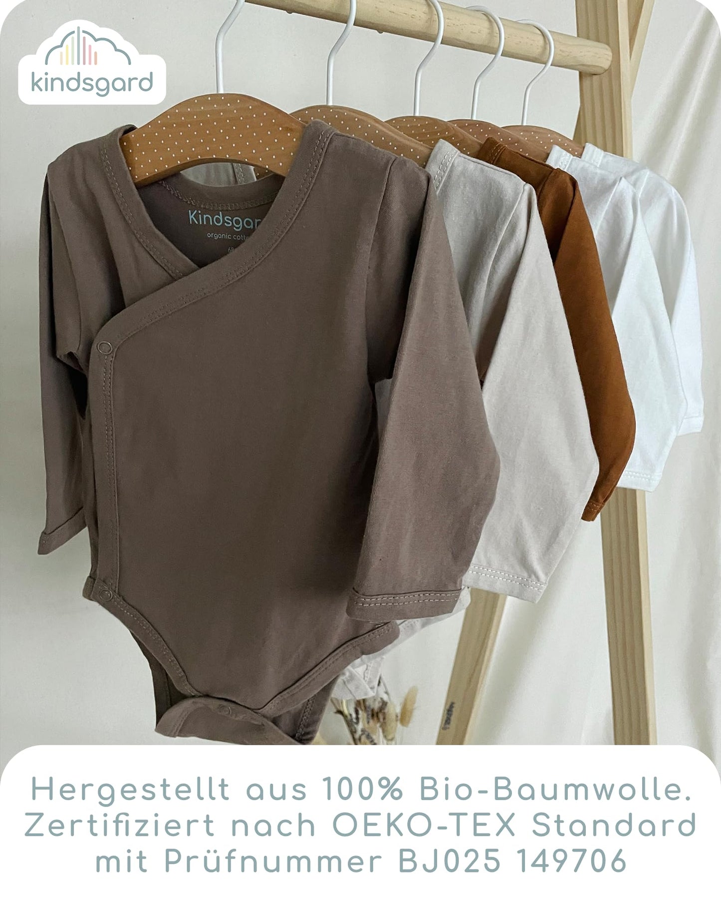 Kindsgard Baby Long-Sleeved Wrap Bodysuit Trunder - Soft and High-Quality 100% Organic Cotton