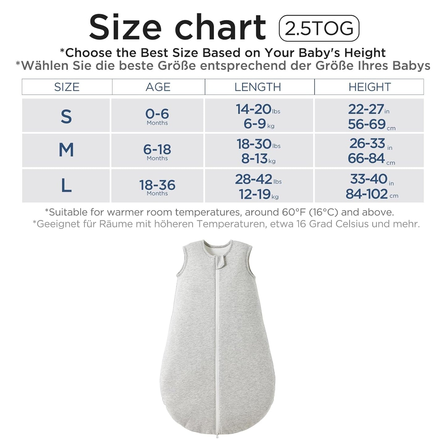 Duomiaomiao 3.5 Tog Baby Sleeping Bag, 100% Cotton Baby Sleeping Bag, Winter, Girls Newborn, Boys Sleeping Bag, Warm Newborn Children (100)