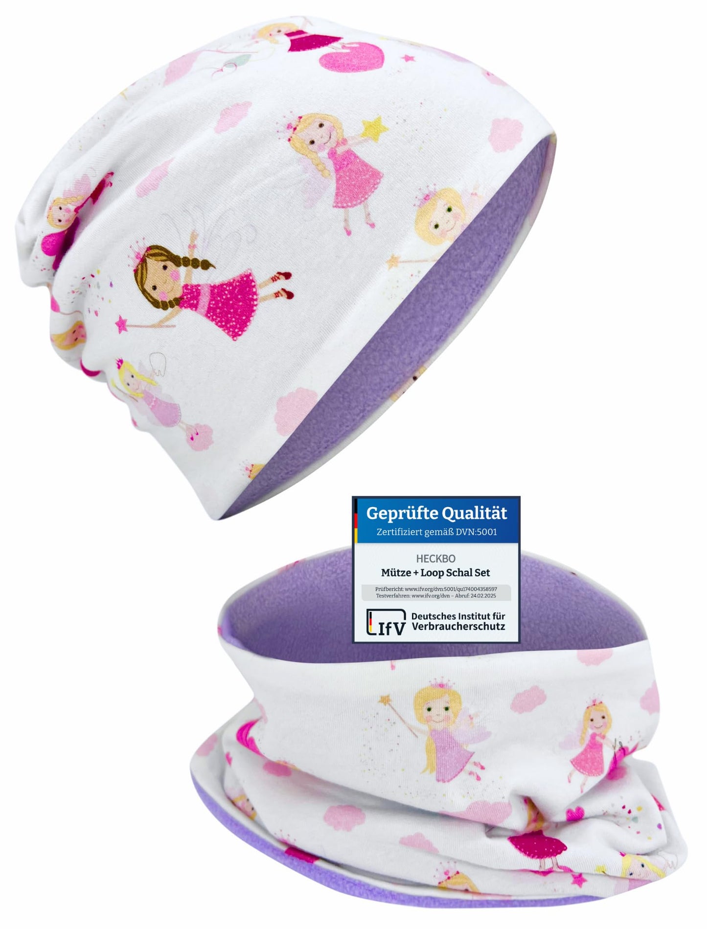 HECKBO Children's Beanie Hat & Scarf, Tube Scarf Set, for Girls and Boys, 95% Cotton, Autumn, Spring, Winter