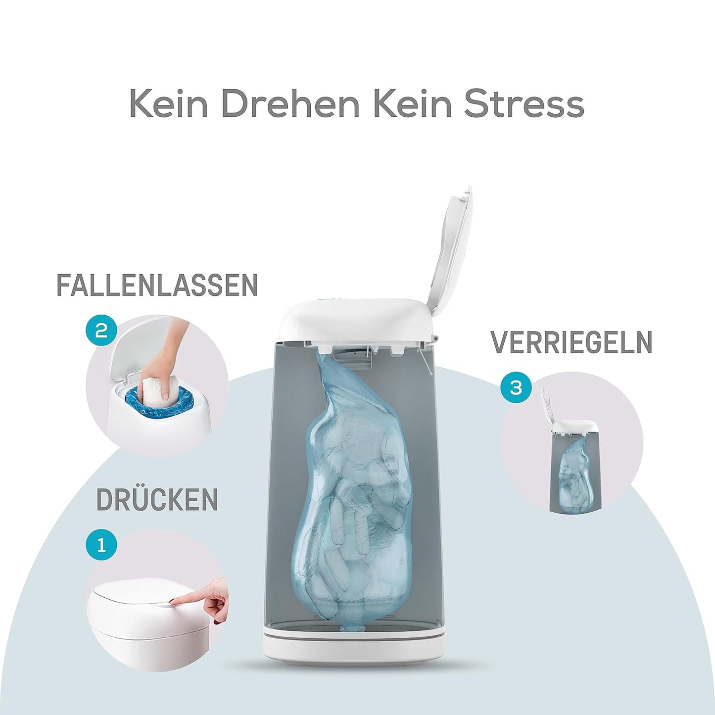 Angelcare Original Dress-Up XL Windeleimer, 5 x weniger Folienverbrauch, Umweltfreundlicheres System mit 1 Nachfüllkassette