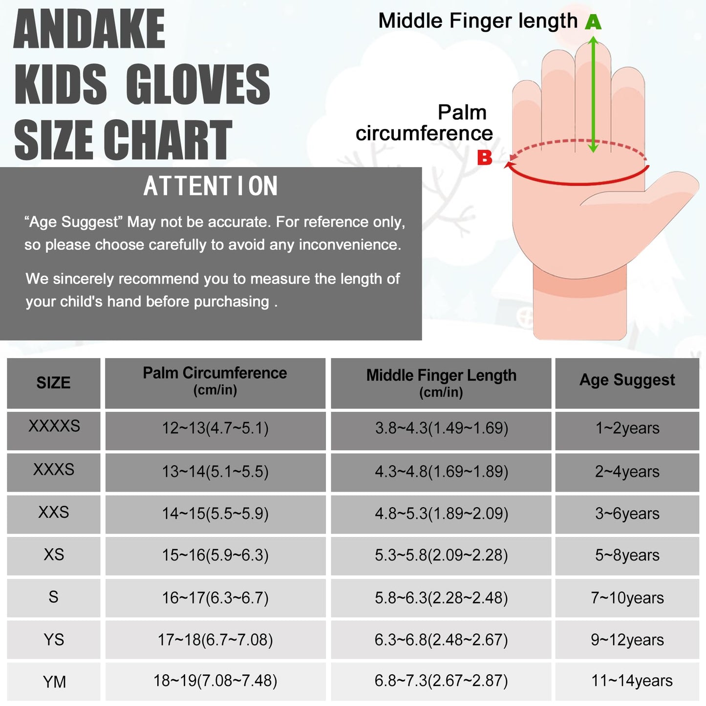 Andake Children's gloves, windproof, waterproof, warm winter gloves, skiing, outdoor sports, riding gloves, boys and girls