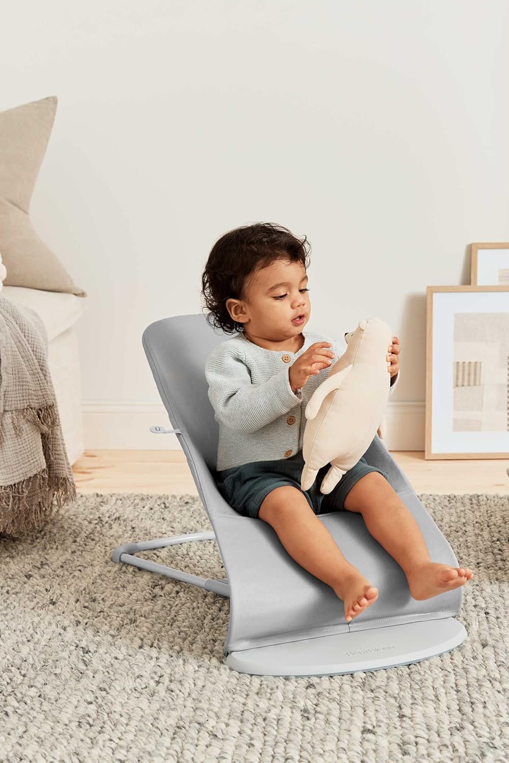 BabyBjörn Bliss Baby Bouncer, Woven, Classic Quilting, Sand Grey