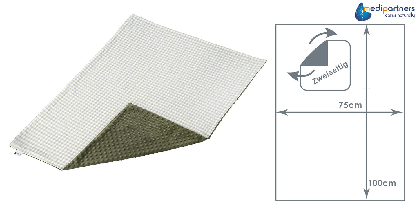 Medi Partners Babydecken Baby 100% Baumwolle Krabbeldecke Babydecke 75x100cm doppelseitig Kinderbett Minky Kuscheldecke Kinderwagen (REH mit grauem Minky)