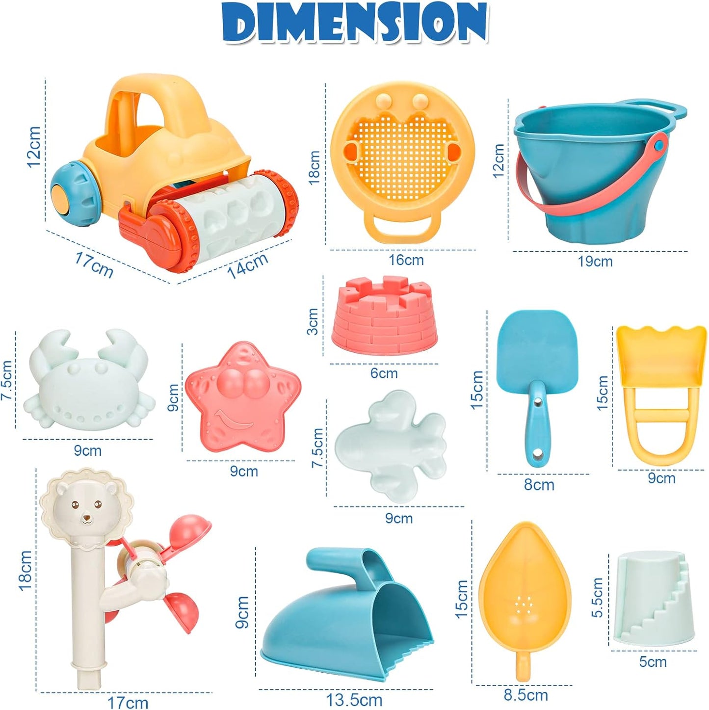 Sanlebi Sand Toy Set, Children's Sandpit Toy with Bucket, Sand Shapes, Mesh Bag, Beach Outdoor Games for Boys and Girls