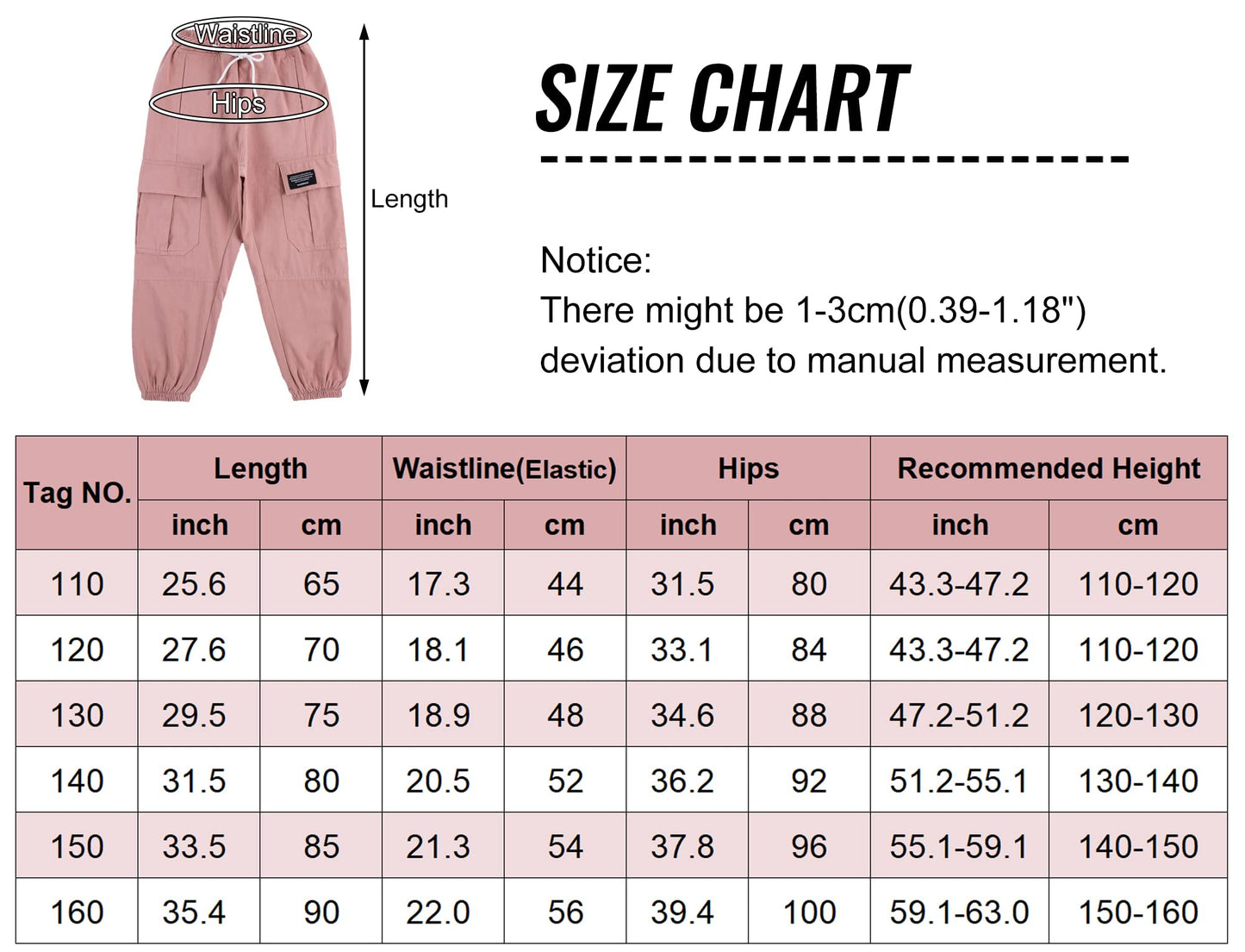 SEAUR Cargo Hose Mädchen Freizeithose Hip Hop Hose mit Gummibung Sporthose Jogginghose mit Taschen Kordelzug Trainingshose Sport Freizeit Streetwear - 100-160cm