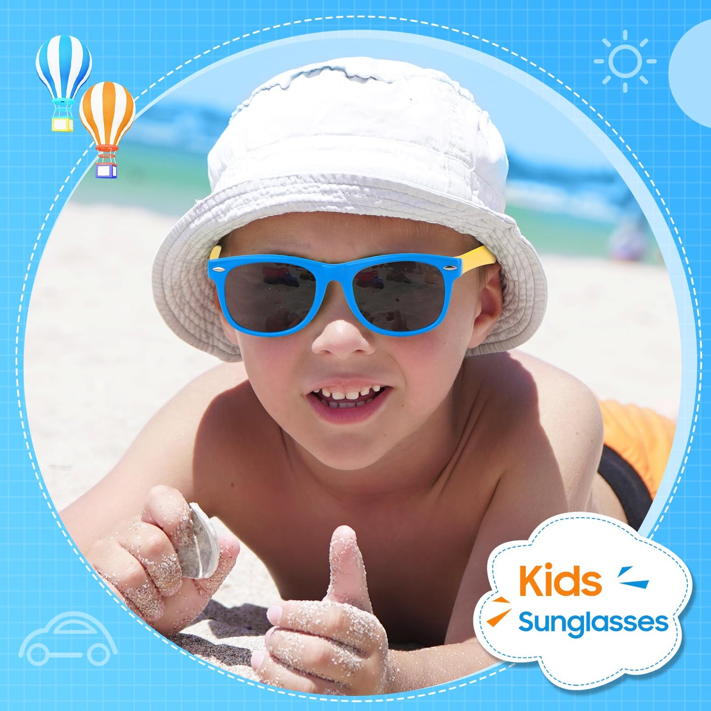 Nlieanuc Children's Sunglasses 3-10 Years for Boys Girls Polarised Children's Sunglasses UV400 Protection with Rubber Frame