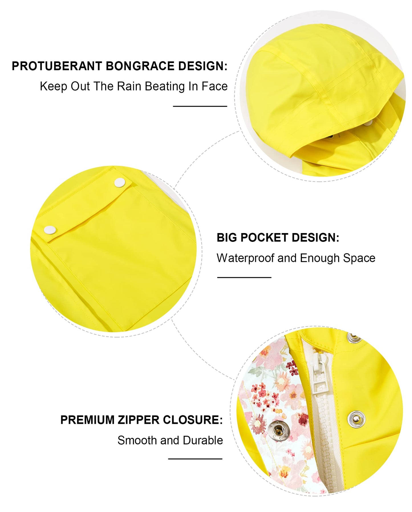SOLOCOTE Kinder Regenjacke mit Kapuze gefüttert Gummi Regenmäntel für Mädchen Jungen Wasserdicht Winddicht Größe
