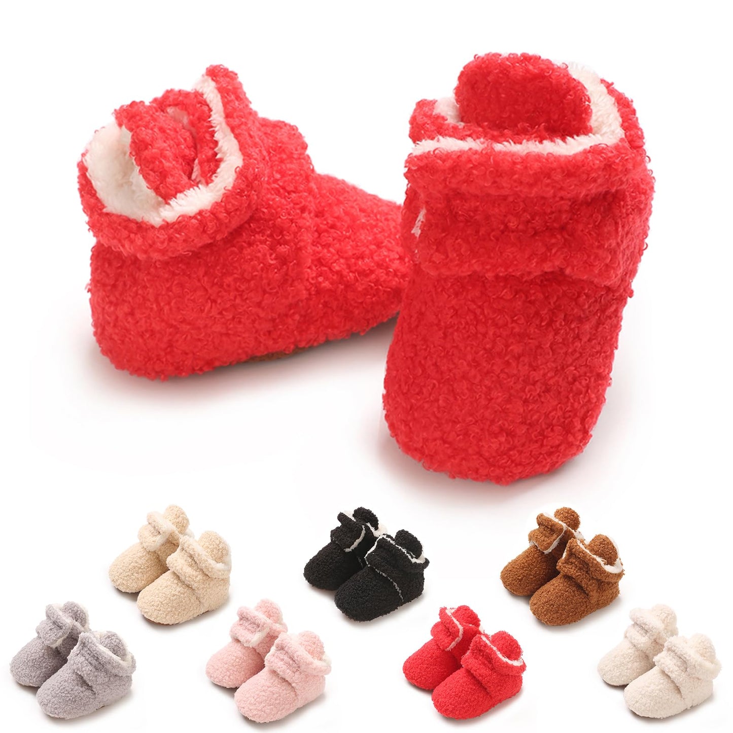 YloveM Toddler Baby Boys Girls Booties, Unisex Newborn Winter Shoes Thick Snow Boots Non-Slip Sole Soft Toddler Warm Sock Shoes