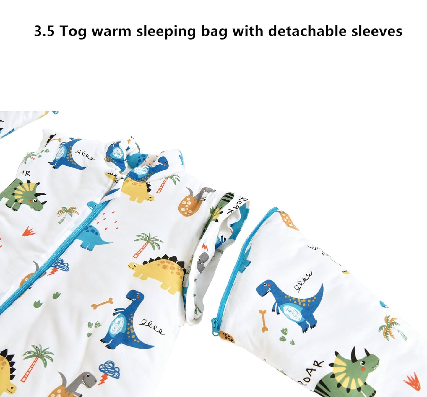 Chilsuessy Baby Sleeping Bag Winter, Removable Sleeves, Warm Lined 3.5 Tog Winter Sleeping Bags, Boys/Girls Sleeping Bag for Toddlers from 6 Months to 6 Years