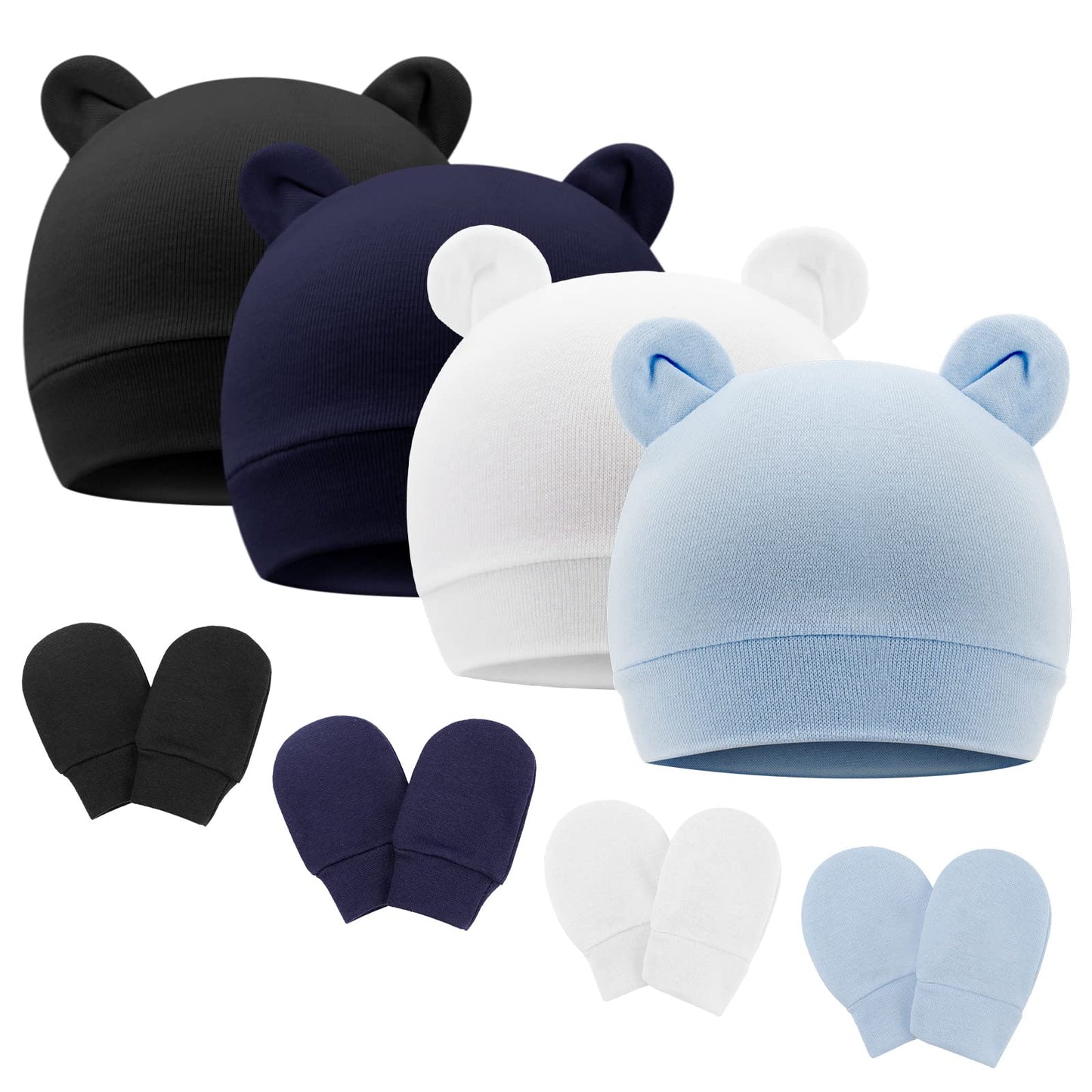 DRESHOW Neugeborenes Baby Mütze Hut und Handschuhe Set Beanie Bekleidung Unisex Infant Hut Kindergarten Mütze Baby Jungen Mädchen 0-6 Monate