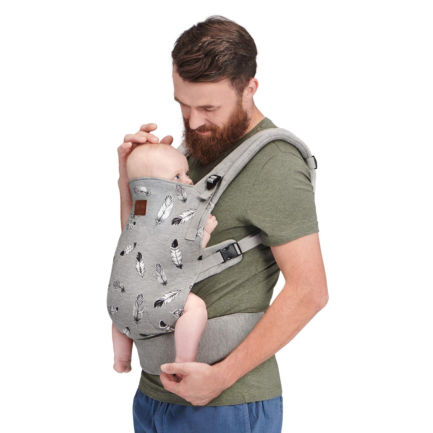 Kinderkraft Babytrage MILO, Rückentrage, Bauchtrage für Säuglinge und Kleinkinder, Baby Carrier, Kindertrage, Ergonomisch, aus Baumwolle, Leichte Konstruktion, ab 3 Monate bis 20 kg, Grau
