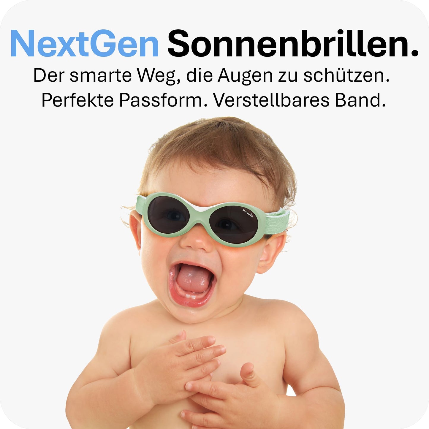 Mausito BABY Sonnenbrille 0-18 Monate Mädchen I VERGLEICHSSIEGER Sonnenbrille Baby 100% UV-Schutz I BIEGSAM & verstellbares Band I Schadstofffrei I Europäisches Design für Kinder gemacht