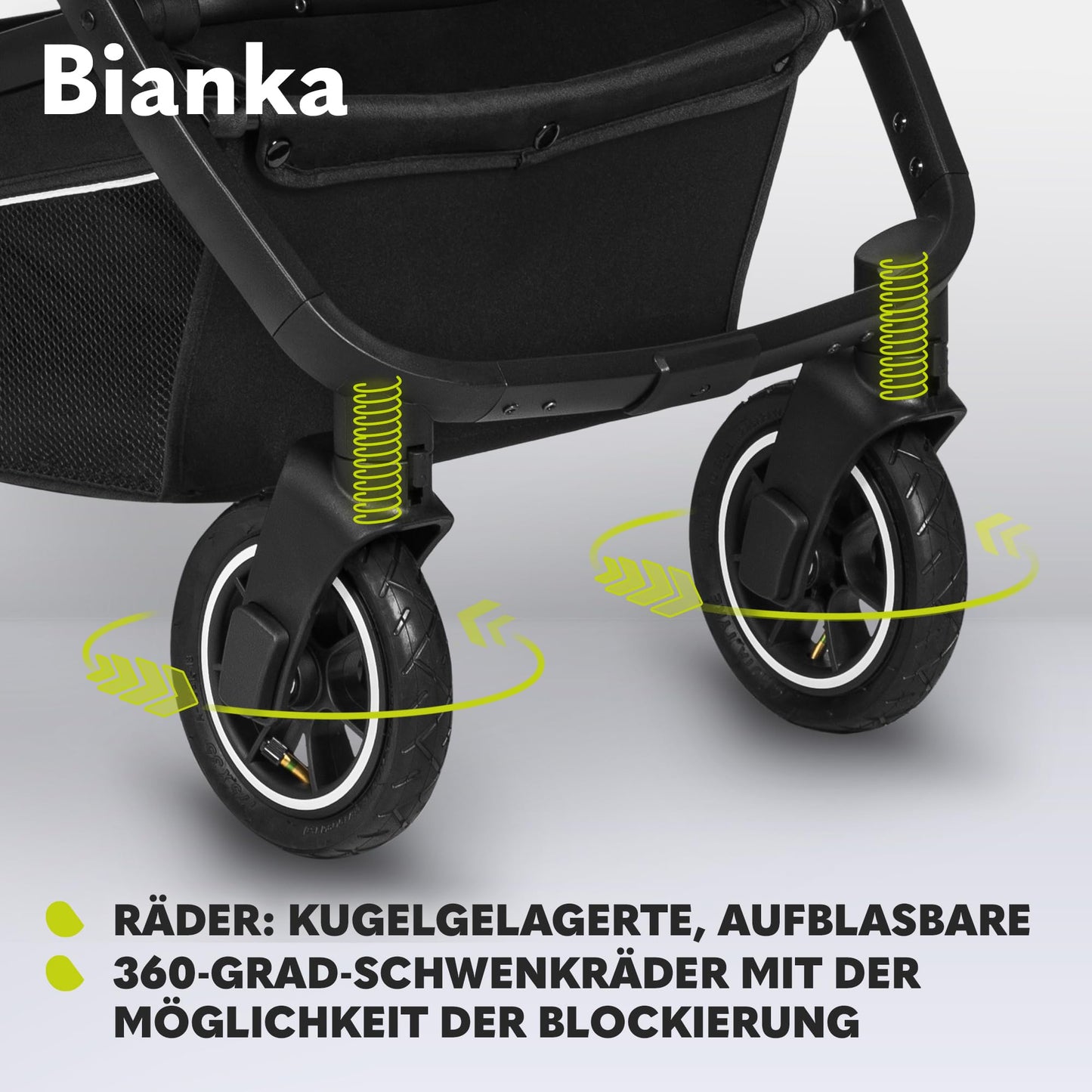 LIONELO BIANKA Children's Pushchair 3-in-1 (22 kg) Baby Carrycot (9 kg) Baby Seat (13 kg), Foldable, Travel System, Backrest Adjustment, Wheels 360o Shock Absorber, Hood XXL