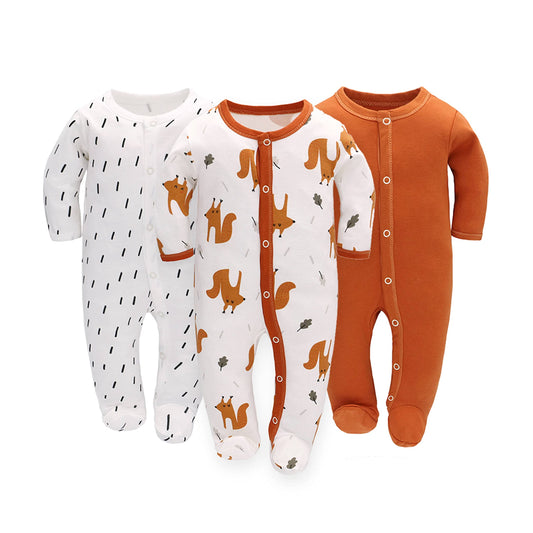 Amo nenes Sleep Romper Baby Boys Overall 3 Pack Unisex Pajamas Cotton Romper Jumpsuits Long Sleeve Player Baby Clothes with 0-7 Months