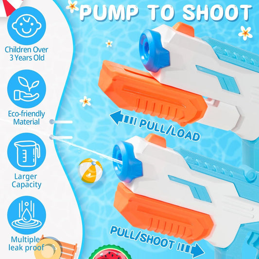 CIRULLI Packung mit 2 Wasserpistolen 600 ml Wasserpistole Long Range, ultimativer Wasserkampfspaß für Kinder und Erwachsene, Wassersprühpistole Perfekt für Pool, Strand und Garten, Outdoor-Wasserspielzeug