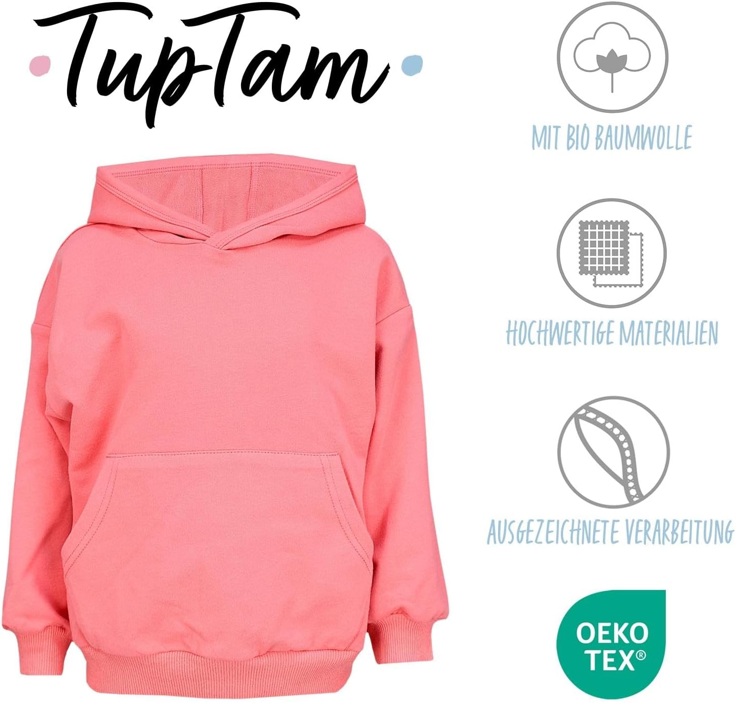 TupTam Unisex Boy's Girls' Hoodie Sweatshirt Organic Cotton
