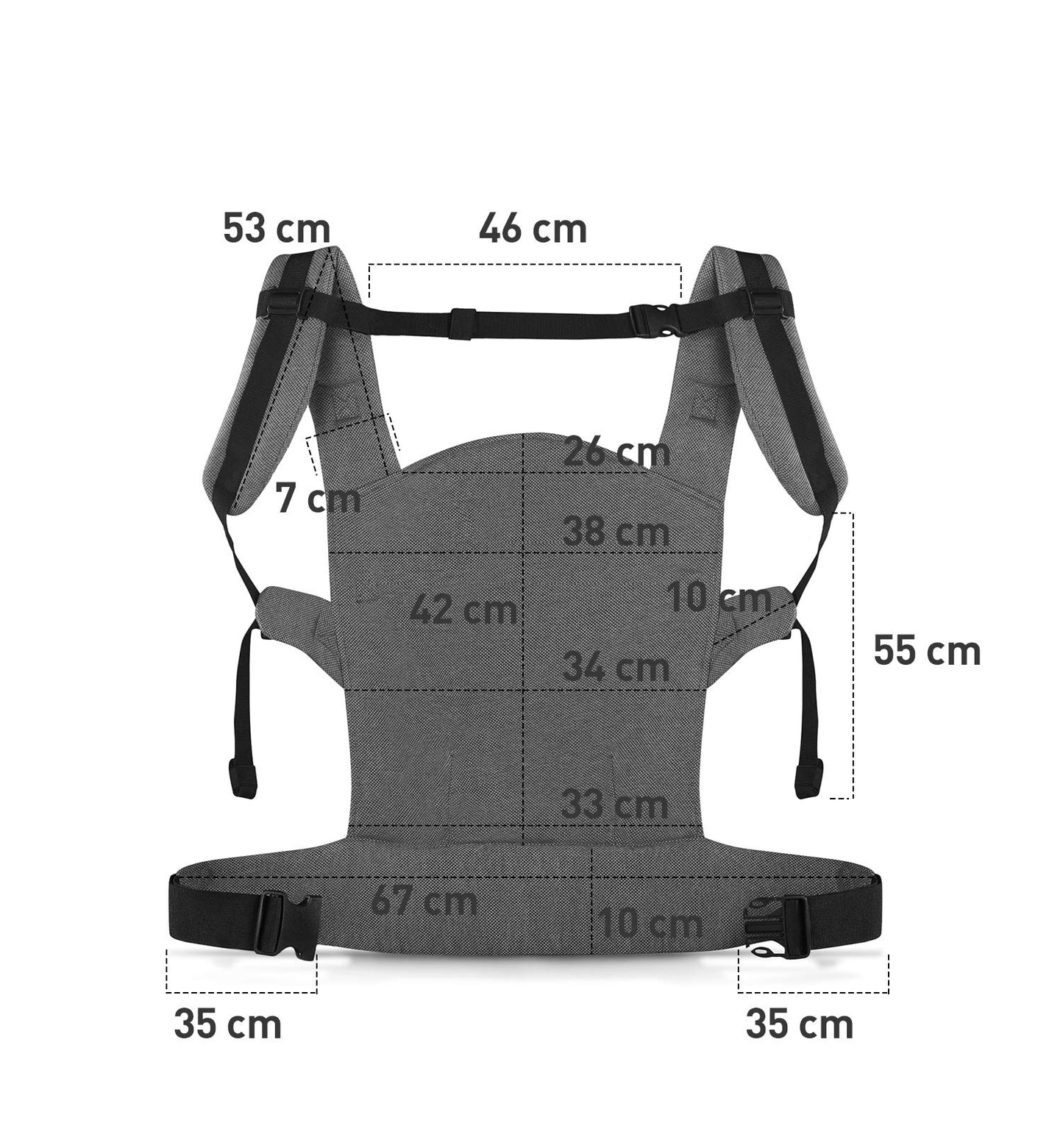 Kinderkraft Babytrage MILO, Rückentrage, Bauchtrage für Säuglinge und Kleinkinder, Baby Carrier, Kindertrage, Ergonomisch, aus Baumwolle, Leichte Konstruktion, ab 3 Monate bis 20 kg, Grau