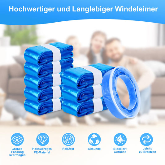 Pack of 9 Nappy Bin Refill Cassettes, NATNAV 4.5 m Refill Film, Nappy Bin Compatible with Litter Locker, Angelcare, Sprout (8 Bags & 1 Refill Cassette)