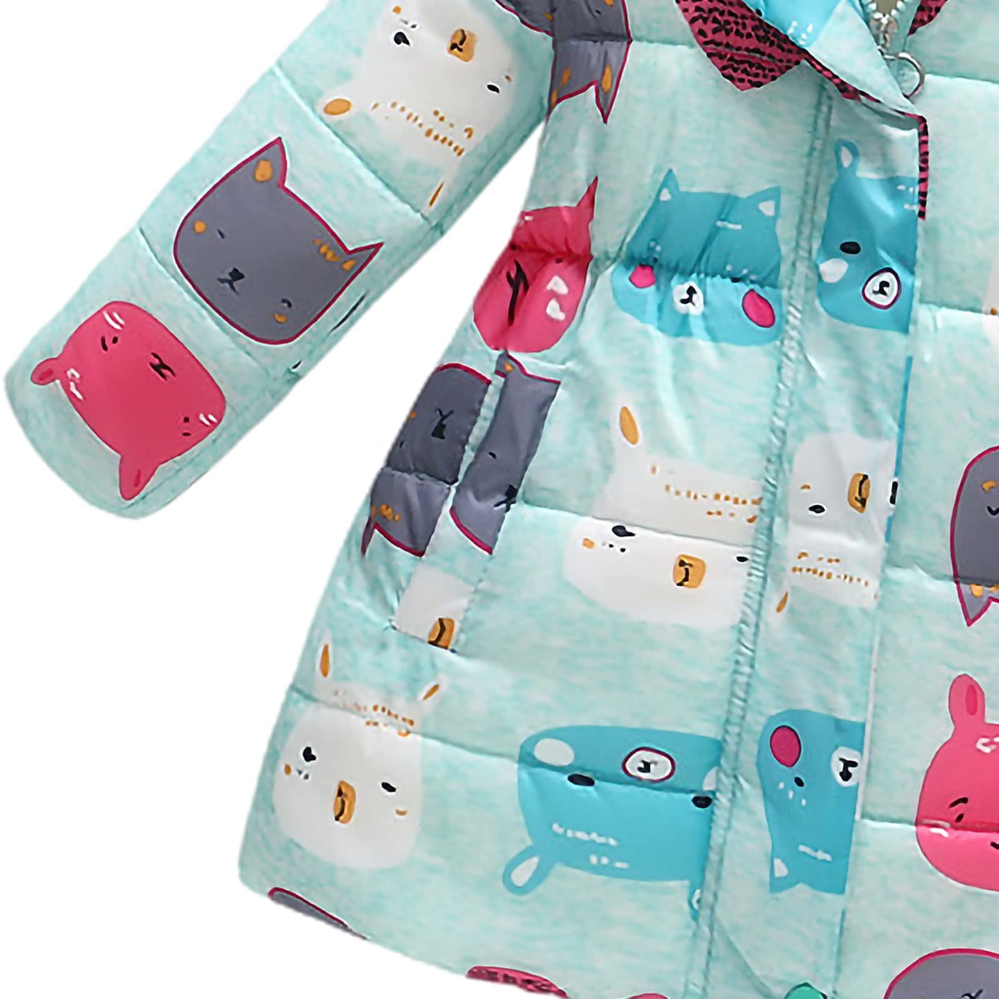 amropi Girls' Floral Winter Jacket with Fur Hood Warm Winter Coat Children's Jacket for 2-10 Years