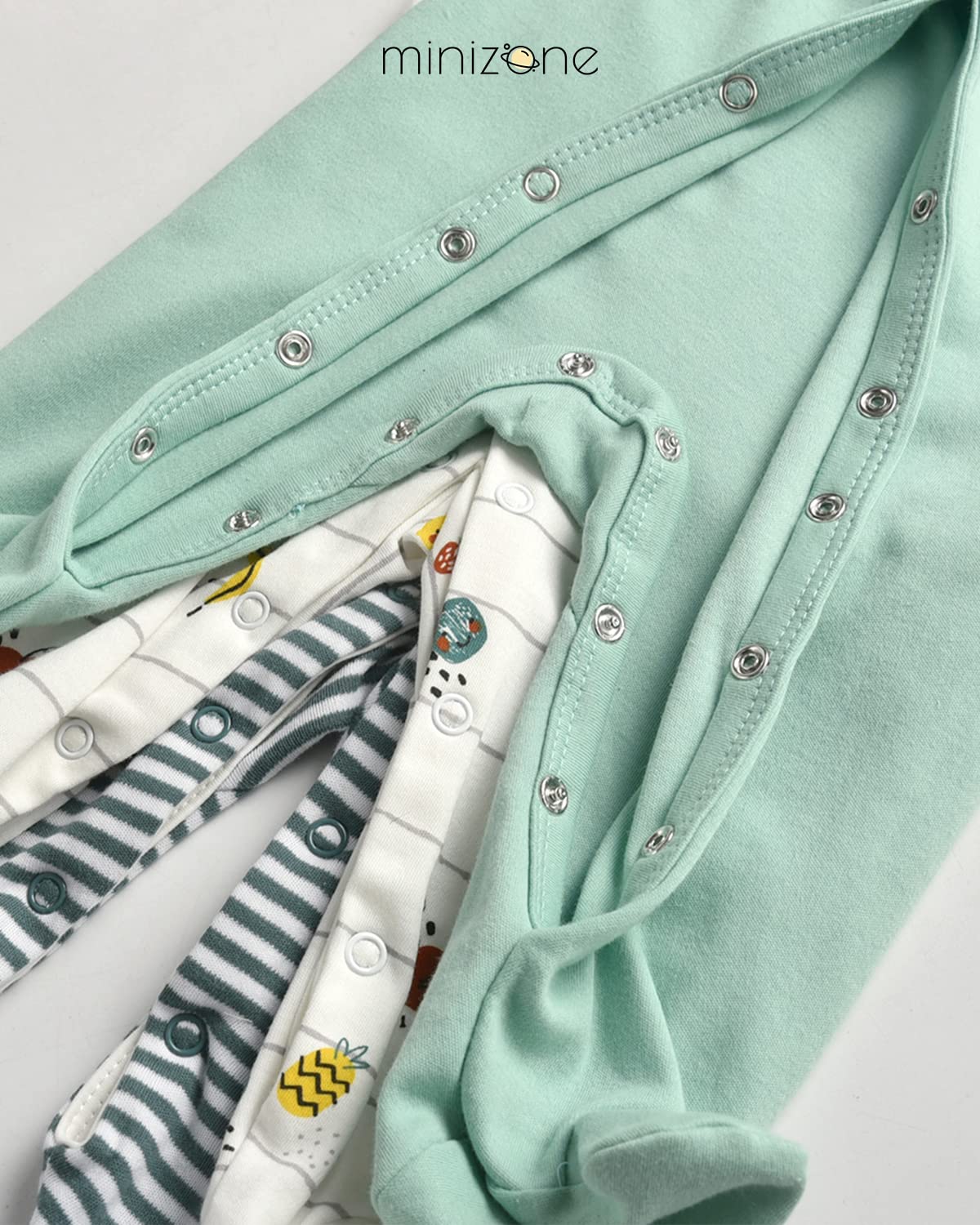 Minizone Baby Schlafstrampler 3er Pack, Pyjamas Langarm Strampler Jungen Mädchen Geschenk 9-12 Monate