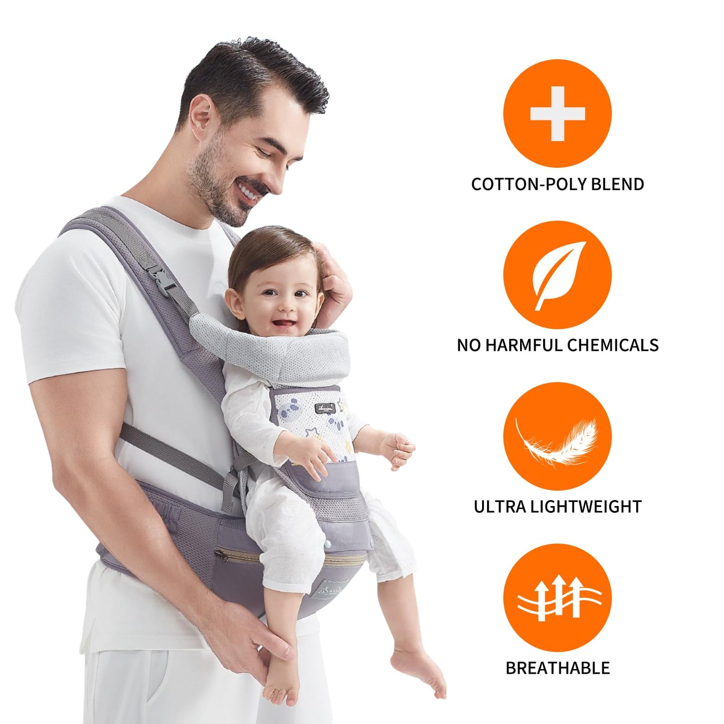 IULONEE Babytrage Baby-Tragetasche Babytrage Neugeborene Ergonomische Babytrage Einfach Anzuziehen Babytrage Hüftsitz Baby Tragegurt Babytragetuch Ideal Für Freihändiges Elterndasein (Grau)