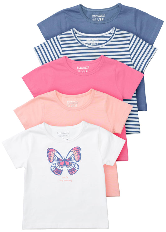Mädchen T-Shirt 5er Pack - Schmetterling, 80-134