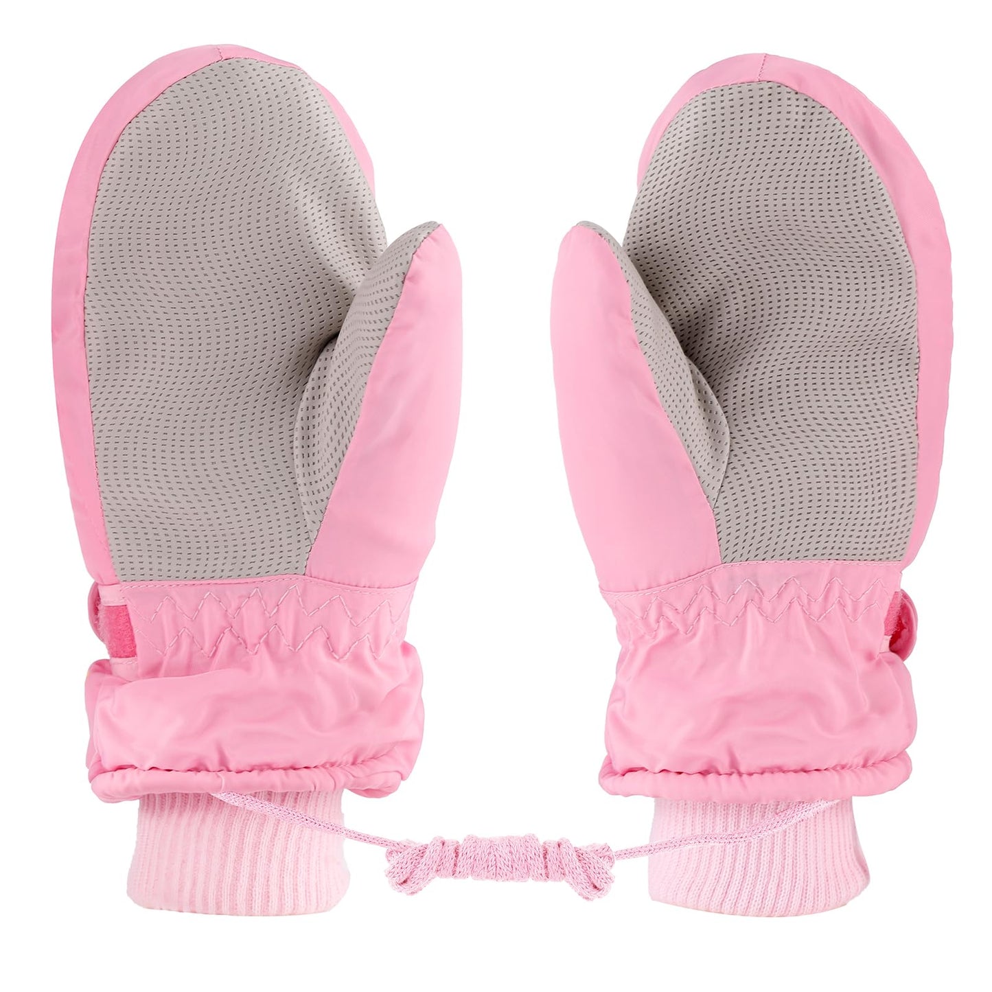 KAKU NANU Children's Winter Gloves 2-10 Years Ski Gloves Waterproof Warm Fleece Cartoon Children's Gloves Mittens with Cord Outdoor Snowboard Gloves Children Boys Girls Blue Red Pink Purple