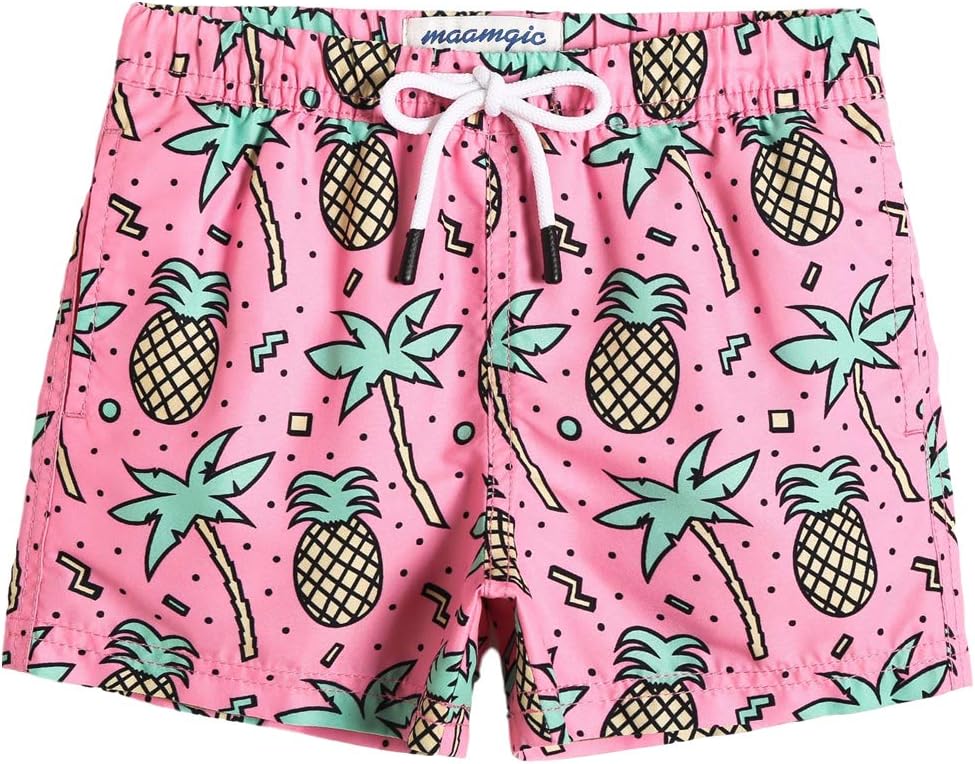 MaaMgic Boys’ Small Swimming Shorts, Quick-Drying Board Shorts with Mesh Lining, Pockets and Adjustable Drawstring