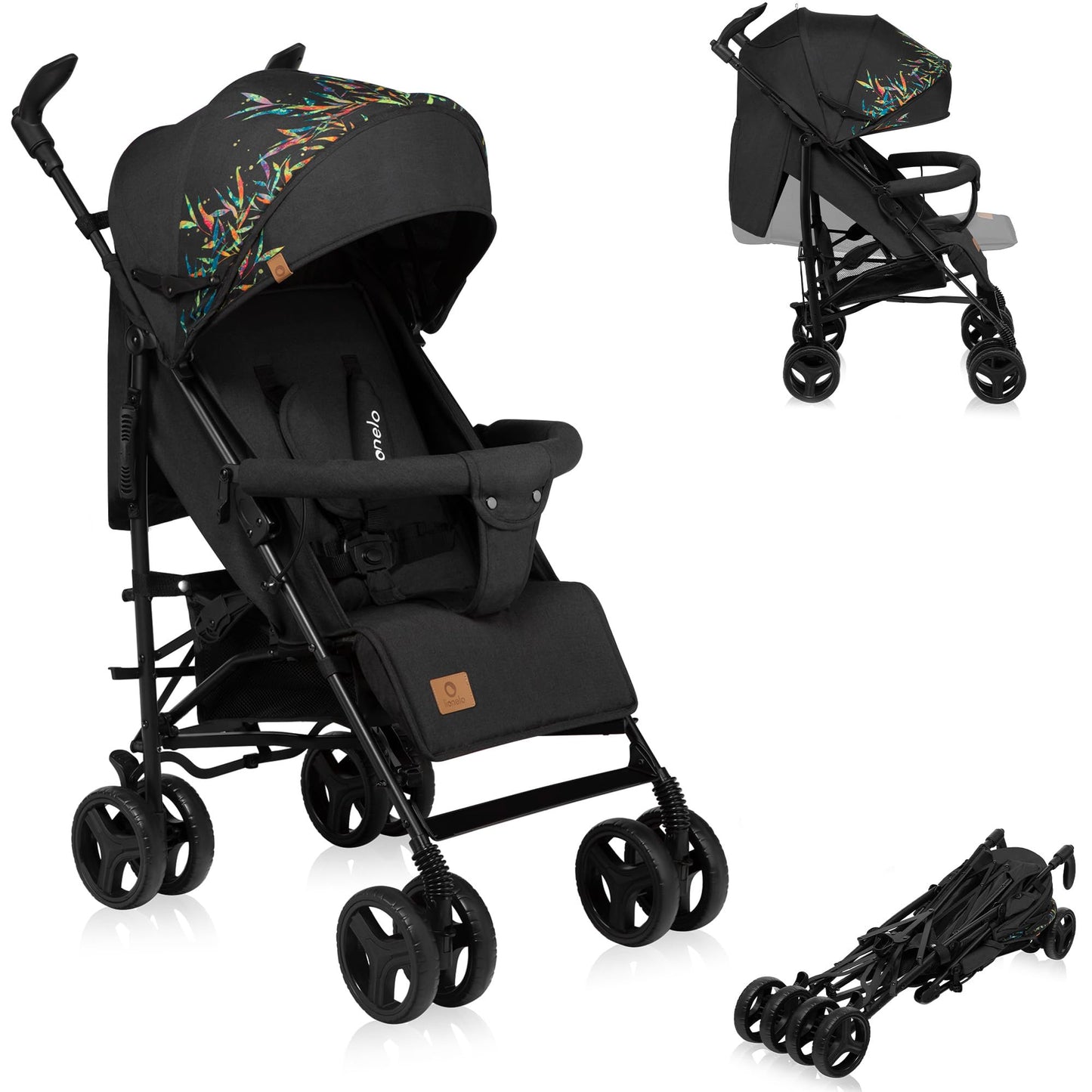 Lionelo Irma Pushchair up to 15 kg, Lightweight Modern Pushchair with Reclining Function, Foldable, Large 6 Inch Wheels, Large Basket, Bag, Mosquito Net