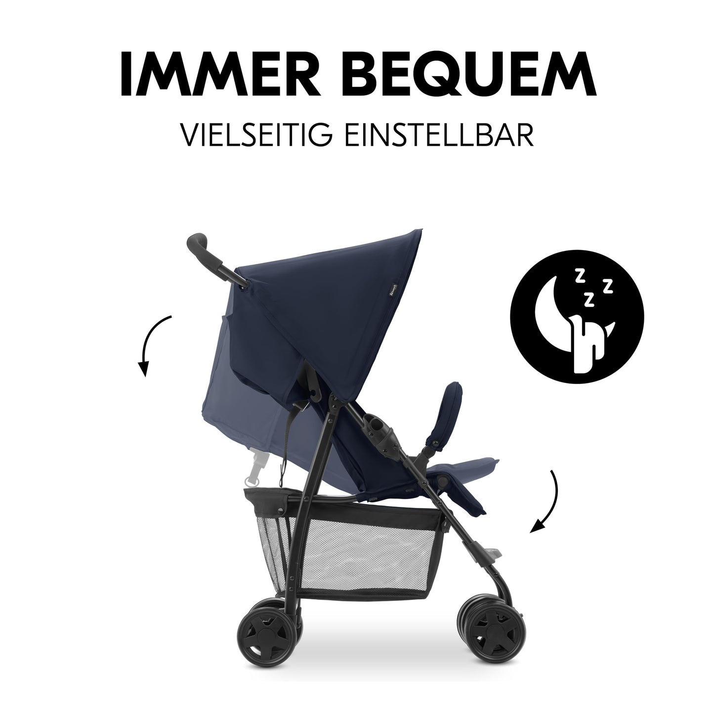 Hauck Lightweight Stroller up to 18 kg with reclining function from birth, small foldaway, sun canopy, large basket