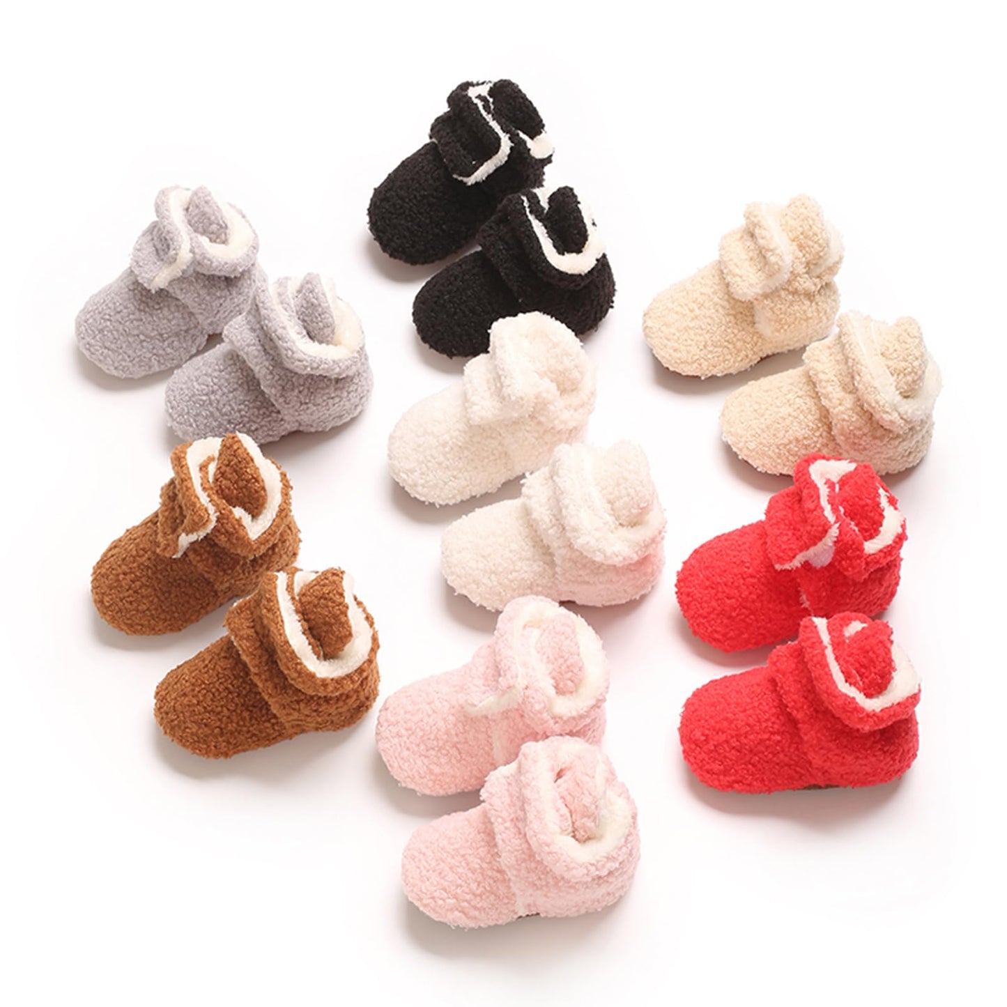 TMEOG Baby Winter Shoes Thermal Baby Shoes Crawling Shoes Fleece Baby Boots Non-Slip Warm Booties Baby Boots Lined Newborn Walk Shoes for Girls Boys 0-18 Months