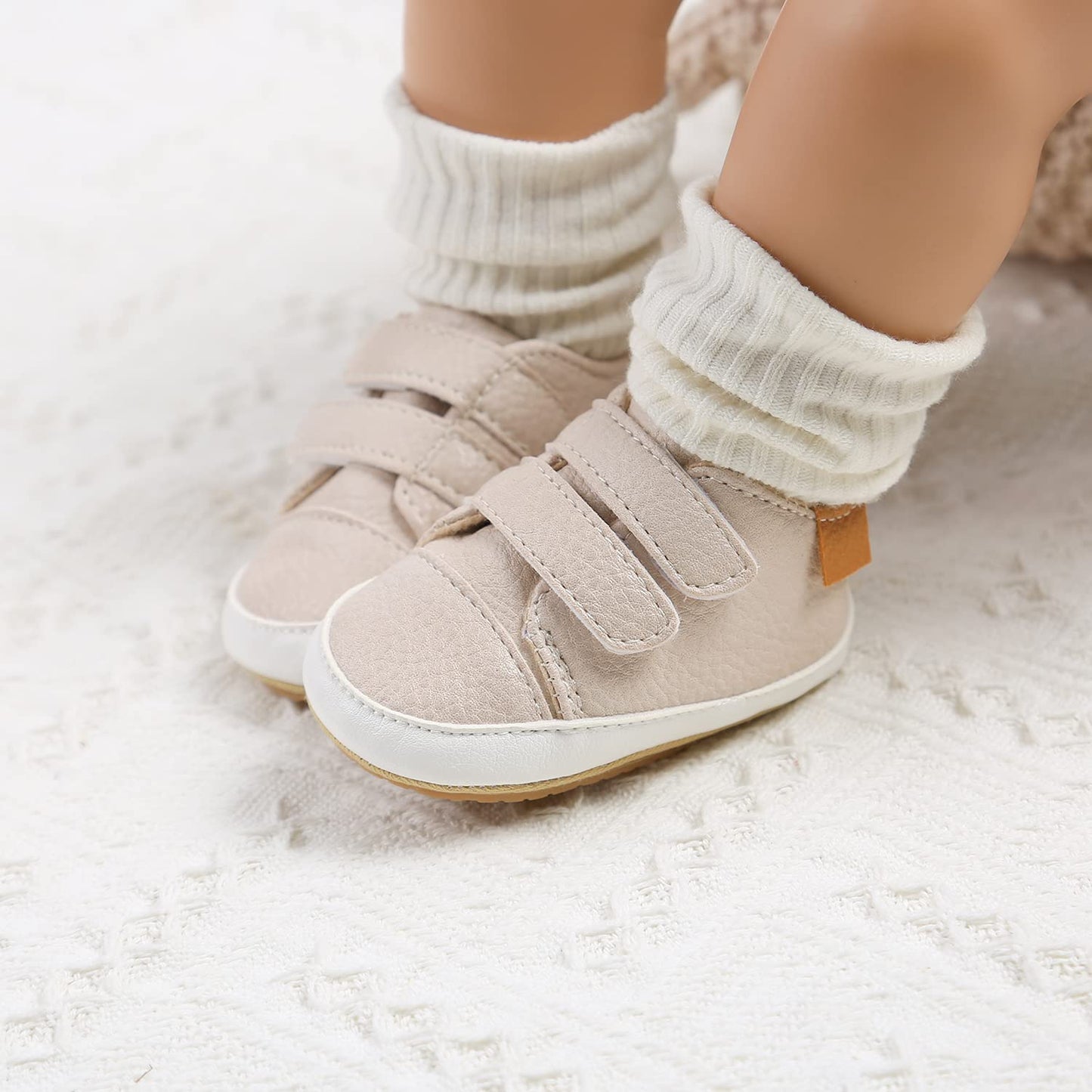 BABSMULY Baby Shoes for Boys Girls Non-Slip Rubber Sole High Top PU Leather Sneakers Toddler Crib Shoes Newborn Loafers Flats.