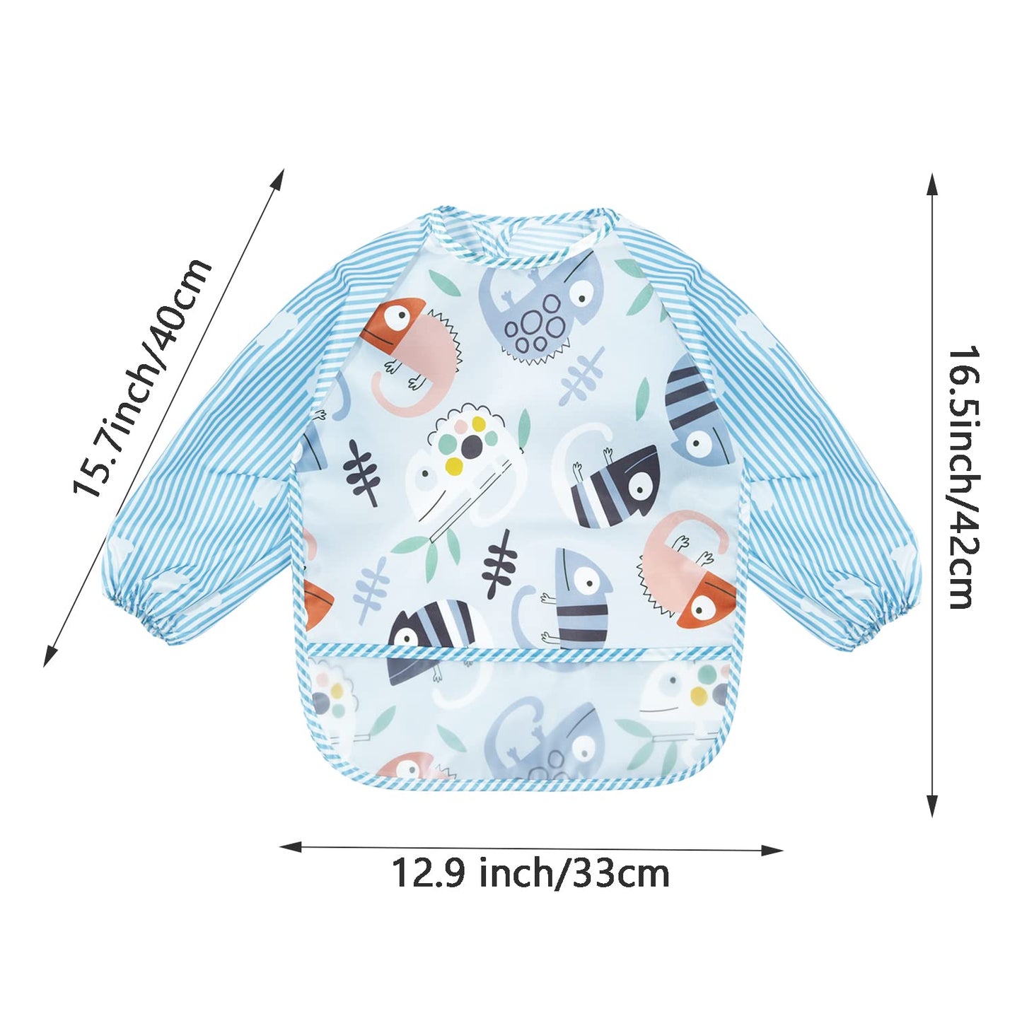 PandaEar Waterproof Baby Bibs with Long Sleeves, 3 Pack Washable Baby Bibs Feeding Bibs with Sleeves for 12-48 Months Children Eating Crafting Painting Art Craft Painting