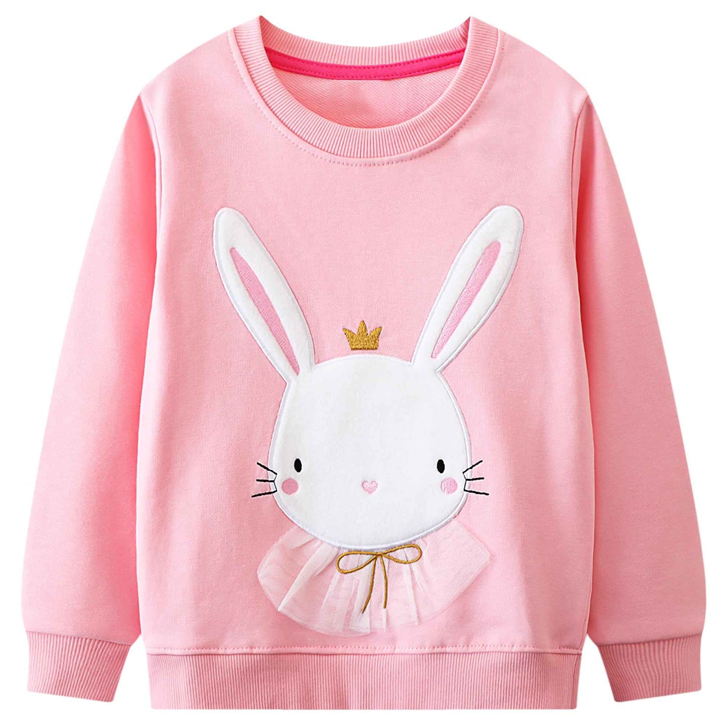 Baogaier Sweatshirt Mädchen Pullover Baumwolle Leichtgewicht Casual Sport Langarmshirt Pailletten Pelzig Tierdruck Kinder Kleidung Langarm Rundhalsausschnitt Tops 2-7 Jahre, Gr.92-122