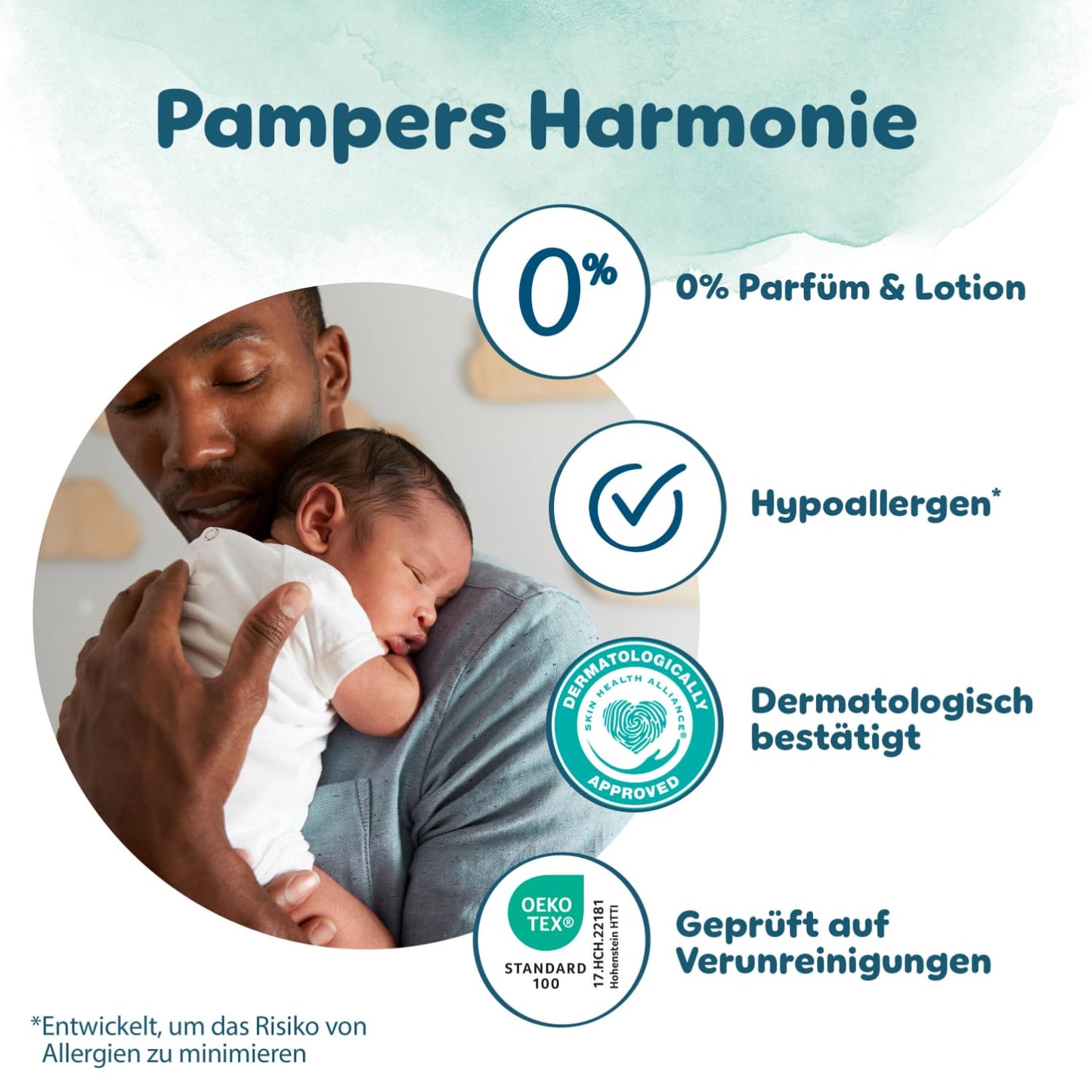 Pampers Harmonie Windeln Größe 2, 204 Windeln, 4kg-8kg, sanfter Hautschutz mit 100Prozent Pampers Schutz