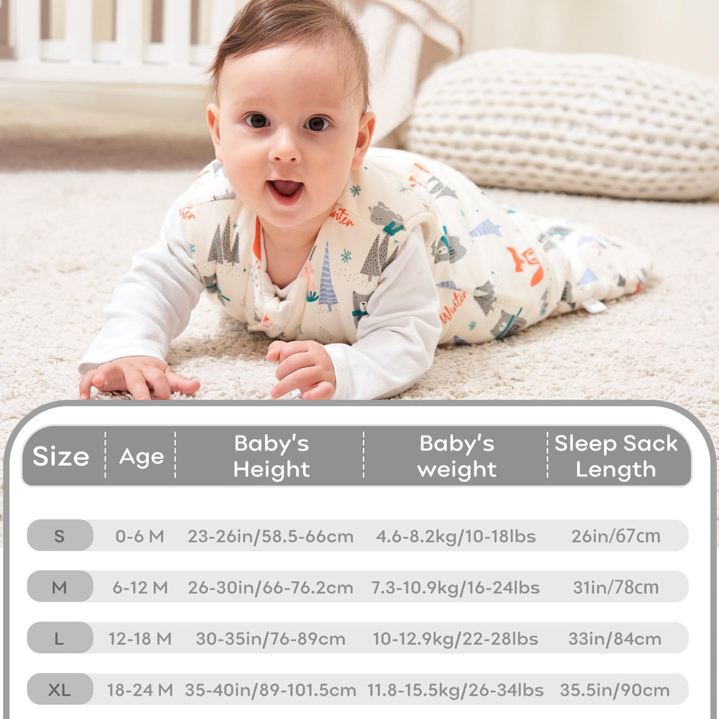 Looxii Baby Sleeping Bag Winter Cotton Winter Sleeping Bag 2.5 TOG Sleeping Bags Warm Baby Sleeping Bag Newborn for Autumn Winter Pink Rabbit 12-18 Months