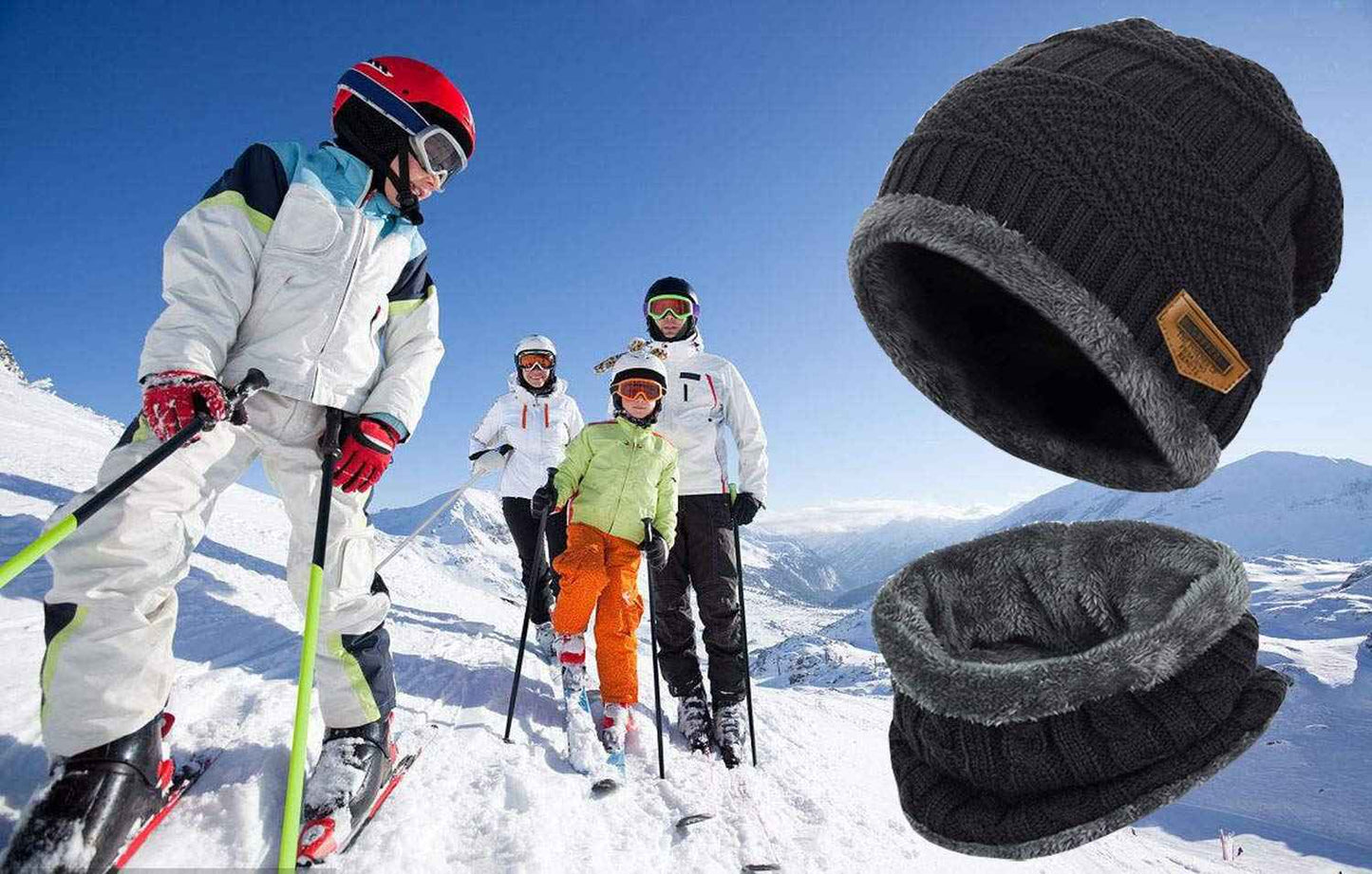 K.tchard Children’s Winter Hat, Beanie Hat with Scarf Set, Slouchy Knitted Hat, Warm Knitted, Skull Cap, Fleece Lining Hat 2–8 Years