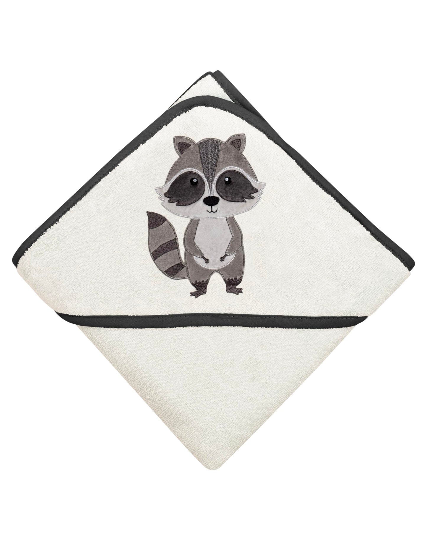 LAYNENBURG Premium Kapuzenhandtuch Baby - Badehandtuch aus 100% Baumwolle - Oeko TEX - Handtuch mit Kapuze für Neugeborene & Kinder - Badetuch, Babyhandtuch Mädchen, Jungen (Waschbär 80 x 80cm)