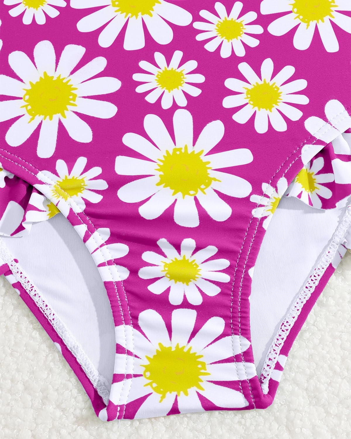 JiAmy Einteiliger Mädchen Badeanzug Blumenmuster Rüschen Elastischen Trägern Ärmellos Kleinkinder Schwimmkleidung für 2–7 Jahre/92-122