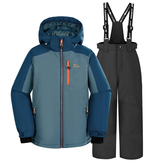 SMONTY SNOWER Boys' Snowsuit with Removable Hood, Ski Suit, Extra Warm, Winter Suit