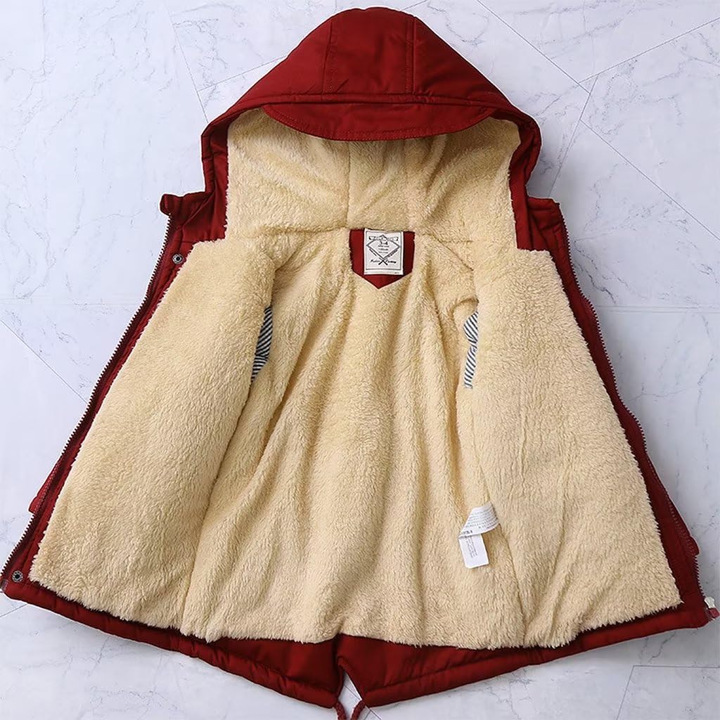 linboo Children's Winter Jacket Boys Girls Warm Lined Blouson Hoodie Thick Coat Parka Baby Winter Coats