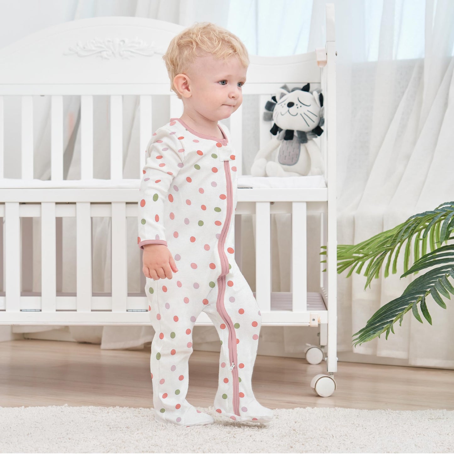 Newborn Baby Boys Girls Rompers with Foot Baby Pajamas One-Piece Long Sleeve Jumpsuit Infant Spring Autumn Bodysuit, 3 Pack