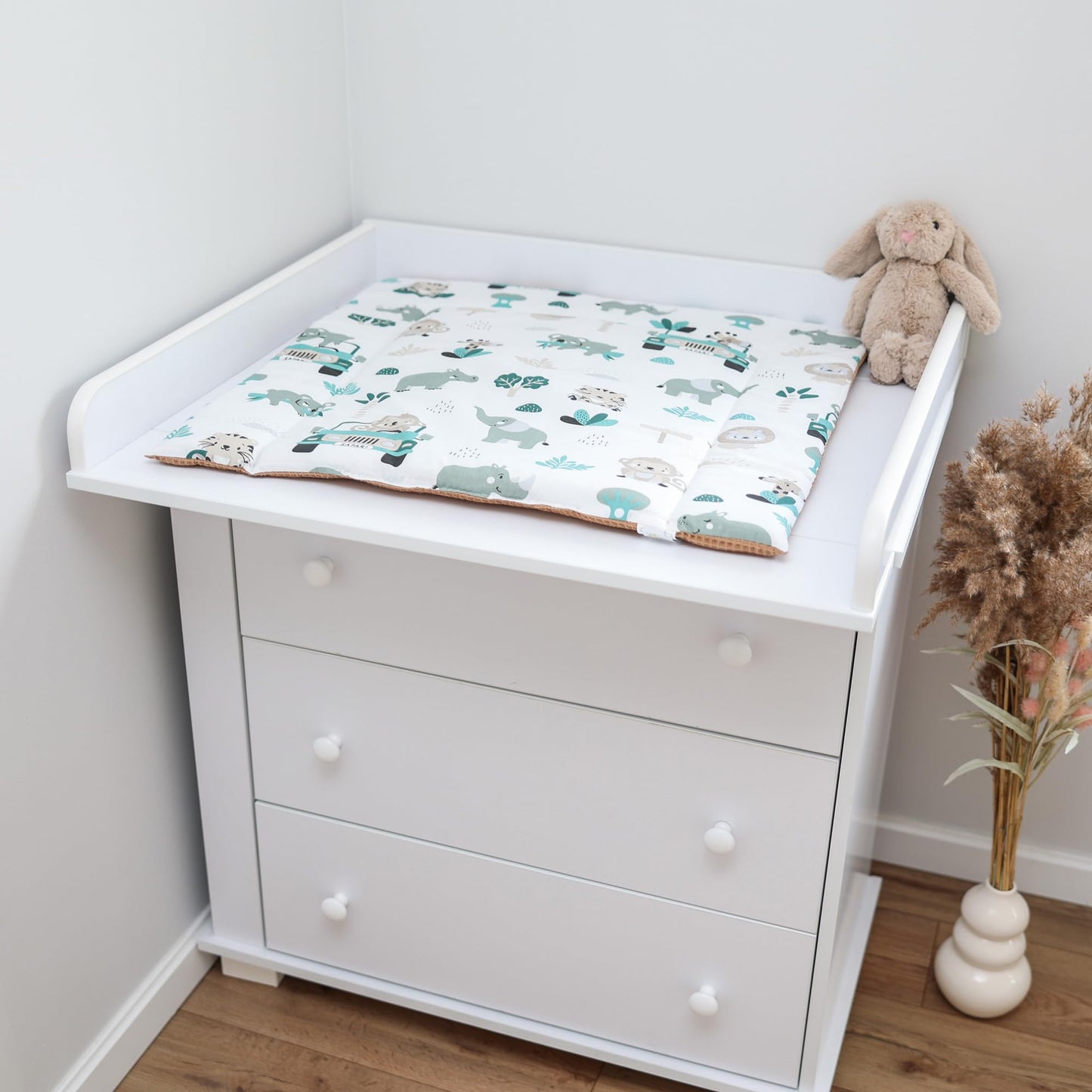 Wickelauflage Wickelunterlage aus Baumwolle 75x72 cm - Weich und waschbar Wickelunterlage fĂźr Babys Wickelmatte aus Stoff fĂźr Wickeltisch Wickelkommode oder Waschmaschine 75 x 72 Wilde Rose