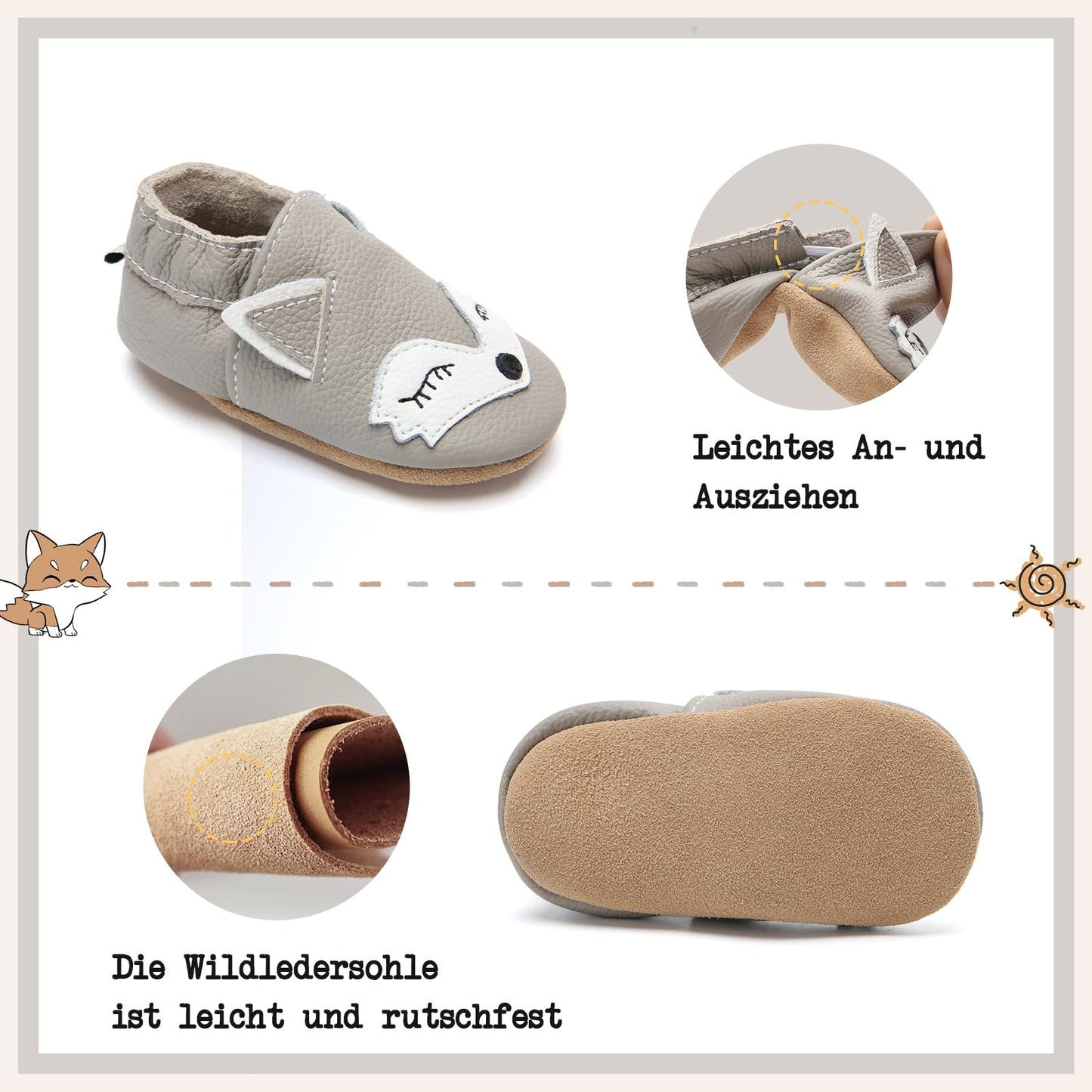 Babyschuhe IceUnicorn Krabbelschuhe für Babys, weiche Leder-Laufschuhe für Jungen und Mädchen, Lederschuhe für Kleinkinder, Baby Hausschuhe