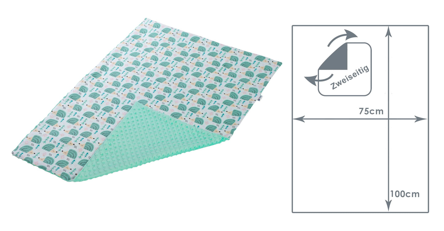 Medi Partners Babydecken Baby 100% Baumwolle Krabbeldecke Babydecke 75x100cm doppelseitig Kinderbett Minky Kuscheldecke Kinderwagen (REH mit grauem Minky)